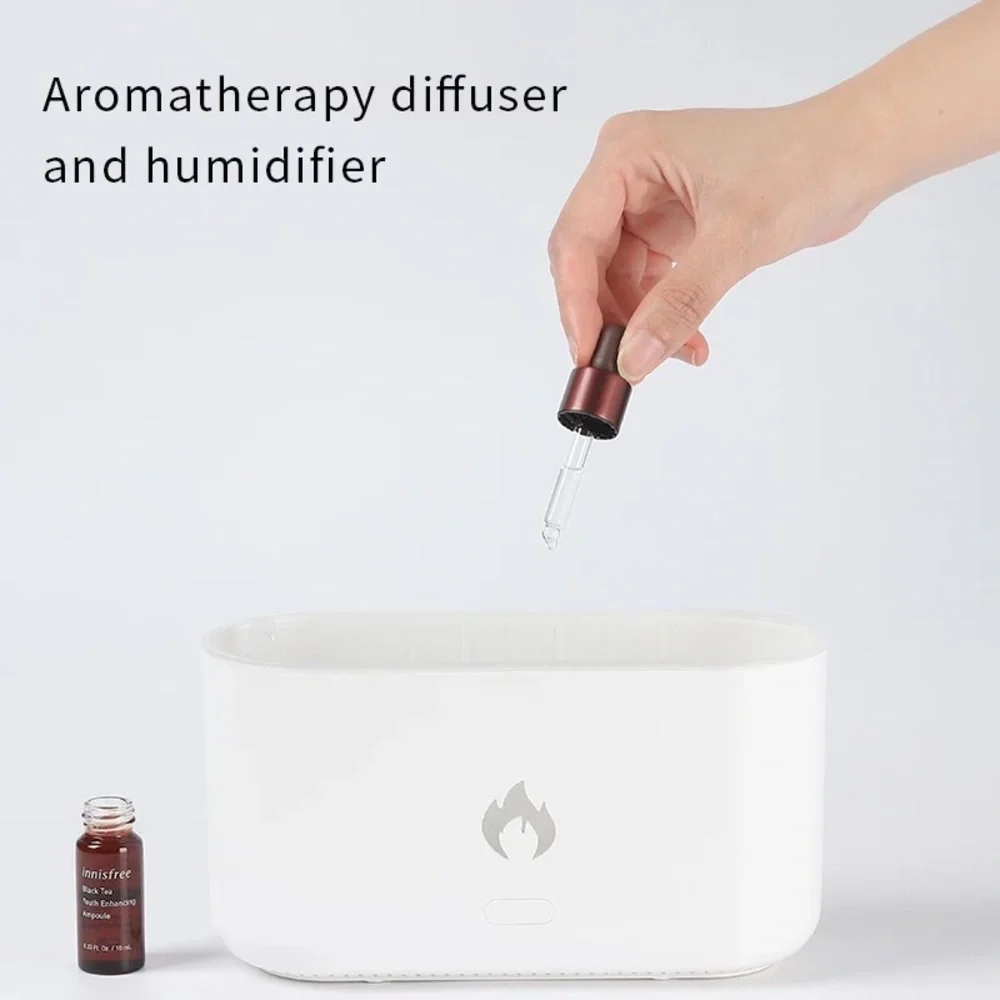 300ML USB Essential Oil Diffuser Simulation Flame Aroma Diffuser /white